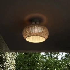 Bover udendørs loftlampe Perris, brun/brun, Ø 47 cm