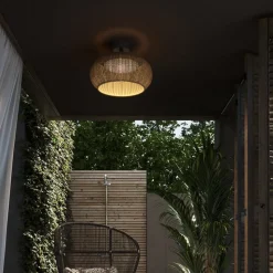 Bover udendørs loftlampe Perris, brun/brun, Ø 47 cm