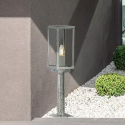 Box II sokkellampe, 50 cm høj, sølv/klar, glas, IP44