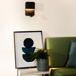 Boxer LED-væglampe med spot, sort