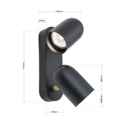 Bradley væglampe 2 lyskilder, drejelig