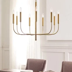 Brianna lysekrone, 9 lyskilder, bruneret messing