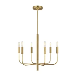 Brianna lysekrone, seks lys, bruneret messing