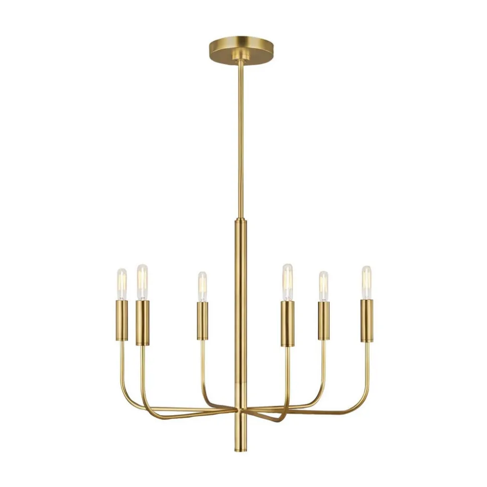 Brianna lysekrone, seks lys, bruneret messing