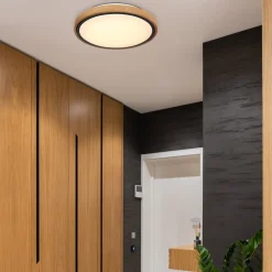 Bruno LED-loftslampe med træramme CCT Ø 30 cm