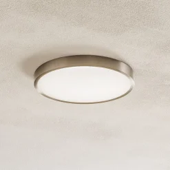 Bully LED-loftslampe, mat nikkel, Ø 24 cm