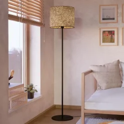 Butterburn gulvlampe, højde 162 cm, beige/grøn, metal/stof