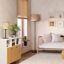 Butterburn gulvlampe, højde 162 cm, beige/grøn, metal/stof