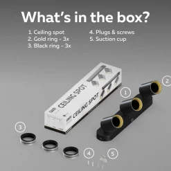 Calex GU10 loftspot, sort, længde 37 cm, 3 lyskilder, metal