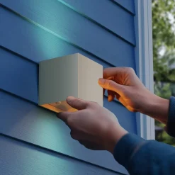 Calex LED-udendørs væglampe med batteri og sensor Volterra, sand, IP44