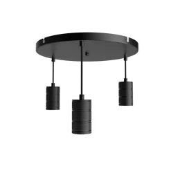 Calex Retro pendellampe, rund, 3 lyskilder, sort