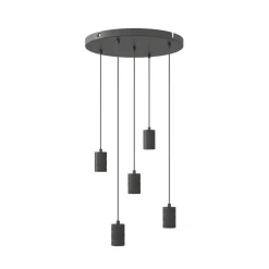 Calex Retro pendellampe, rund, 5 lyskilder, sort
