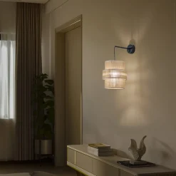 Calisto væglampe, jute, naturbrun, afbryder