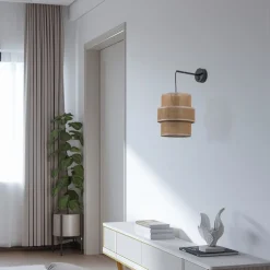 Calisto væglampe, jute, naturbrun, afbryder