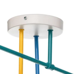 Cambridge loftlampe, 6 lyskilder, gul-turkis-blå