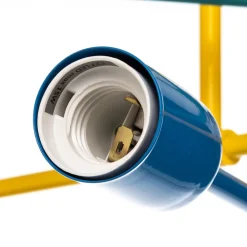 Cambridge loftlampe, 6 lyskilder, gul-turkis-blå