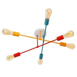 Cambridge loftlampe 6 lyskilder, orange-rød-turkis