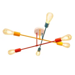 Cambridge loftlampe 6 lyskilder, orange-rød-turkis