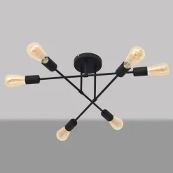 Cambridge loftlampe, 6 lyskilder, sort