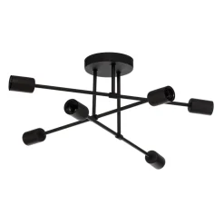 Cambridge loftlampe, 6 lyskilder, sort