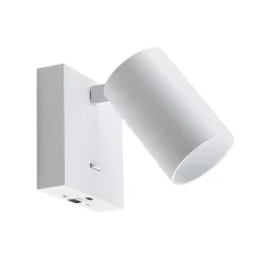 CAN TILT vægspot, hvid, 10 x 10 cm, metal, kontakt, USB