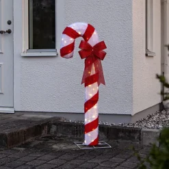 Candycane LED-figur, rød og hvid, højde 120 cm, plast, IP44