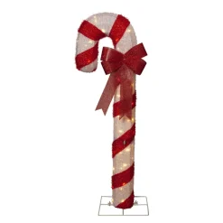 Candycane LED-figur, rød og hvid, højde 120 cm, plast, IP44