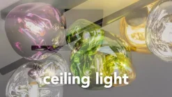 Canopus hængelampe, guldfarvet, Ø 36 cm, glas, E27