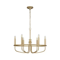 Capitol Hill lysekrone, 6 lyskilder, messing