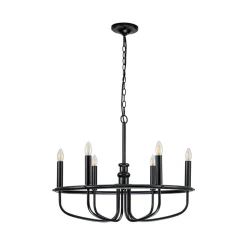 Capitol Hill lysekrone, 6 lyskilder, sort