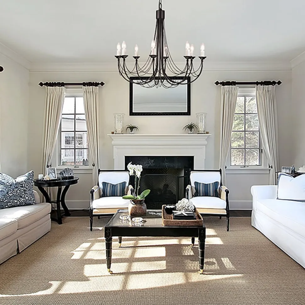 Carisbrooke lysekrone, sort, 8 lyskilder