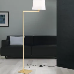 Carlton tekstilgulvlampe, mat messing