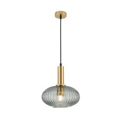 Carneval pendellampe, antik messing/røggrå, Ø 25 cm, glas