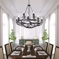 Cartwheel III lysekrone, 12 lyskilder, Ø 89 cm, sort, metal