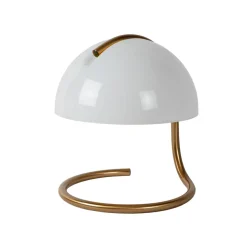 Cato retro-bordlampe med skærm af mælkeglas, hvid