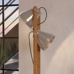 Cawton gulvlampe, højde 134,5 cm, stål/brun, 2 lyskilder i stål