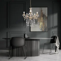 Cecilia lysekrone, guld, jern/akryl, Ø 52 cm, 5 lyskilder.