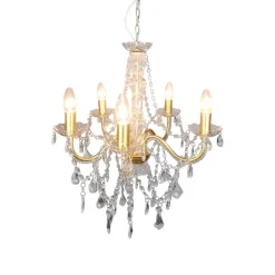 Cecilia lysekrone, guld, jern/akryl, Ø 52 cm, 5 lyskilder.