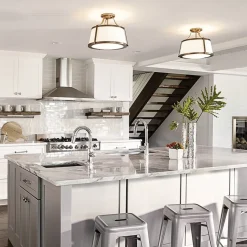 Charlotte loftlampe, hvid/antik messing