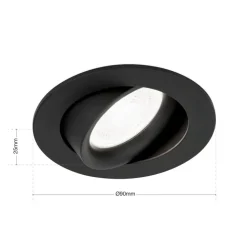 Choice indbygningsspot aluminium, kan roteres sort