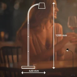 Cielo LED-gulvlampe, sort, touchdæmper, USB-kabel