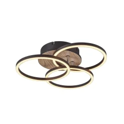 Circle LED-loftlampe 3 lysk fjernbetjening træ