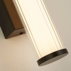 Clamp LED-væglampe, sort/hvidt stål, glas, IP44