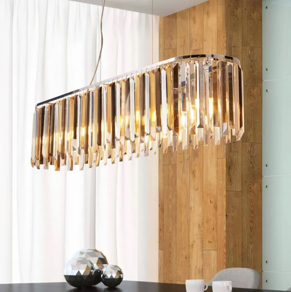 Clarissa hængelampe med krystalprismer, 100 cm