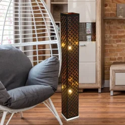 Clarke gulvlampe, sort/guld blad, højde 118 cm, stof