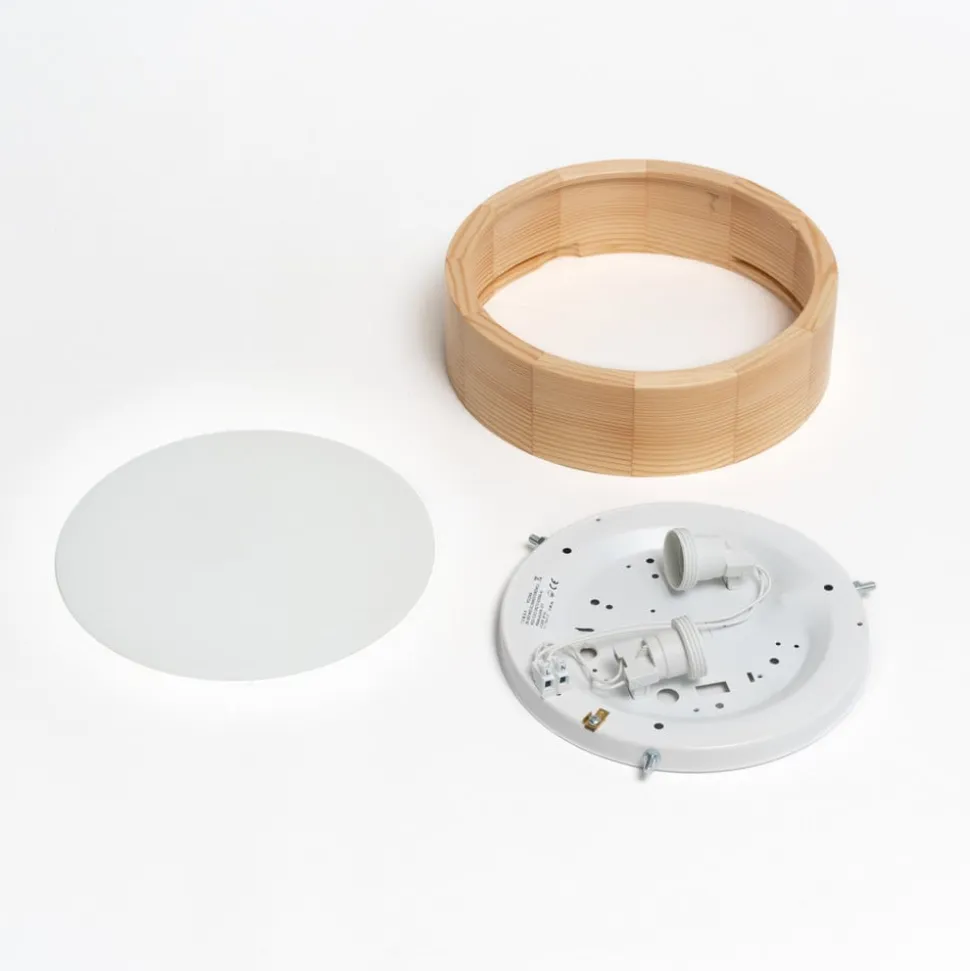 Cleo loftlampe, Ø 27,5 cm, 2 lyskilder, fyrretræ, E27