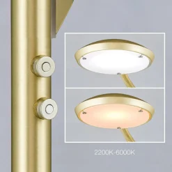 Cobra LED-gulvlampe, 2 lyskilder, mat messing