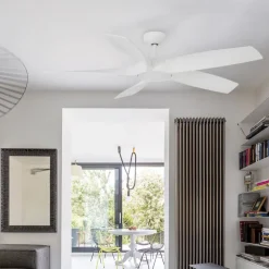 Cocos L loftventilator med LED-lampe, DC, hvid