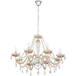 Cognacfarvet lysekrone Basilano af glas