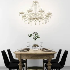 Cognacfarvet lysekrone Basilano af glas